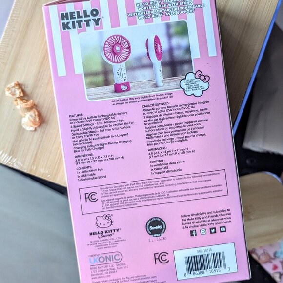 Hello Kitty Portable Rechargeable Fan - Picture 2 of 3